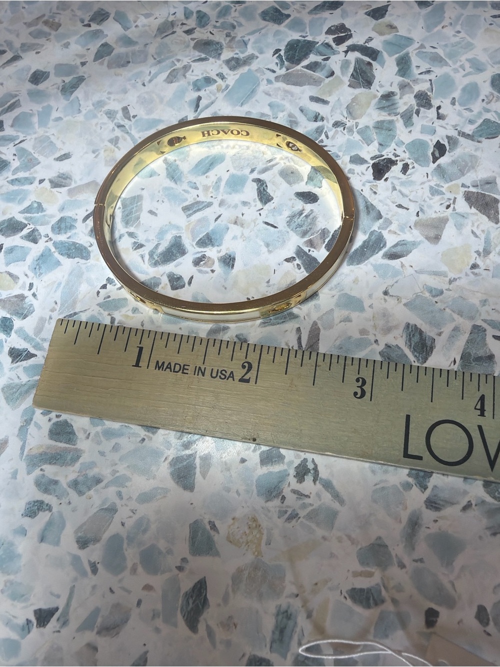 Coach Gold and Cream Enamel C-Logo Bangle Bracelet - Picture 6 of 6
